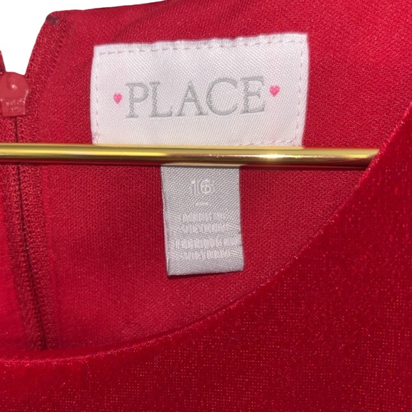 A Children’s Place Red Velvet & Black Dress Roses Size 16 P2P 18” - Picture 4 of 4